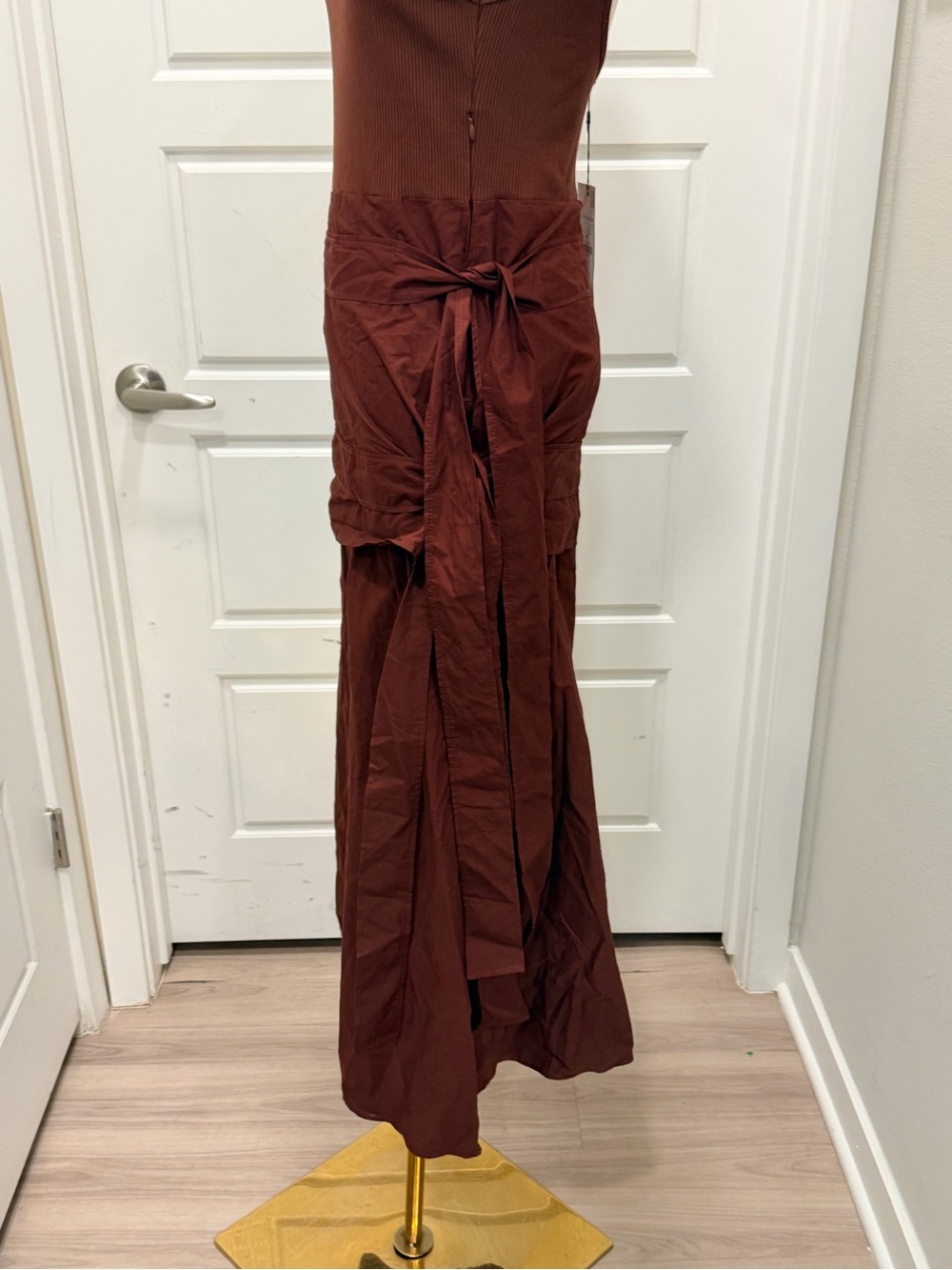 Zara Burgundy Wrap Style Layered Dress with Side Ties - Picture 7 of 12